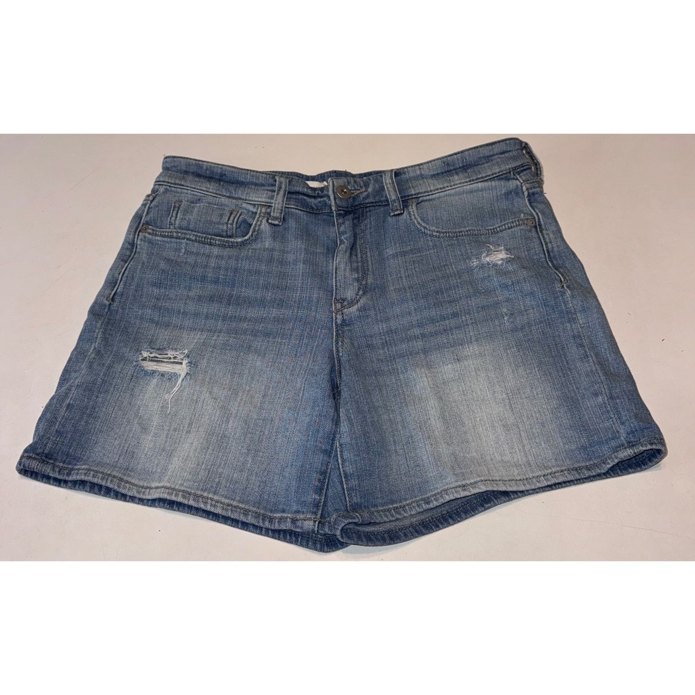 Pilcro and the Letterpress Slim Boyfriend Distressed Denim Shorts Light Wash 27